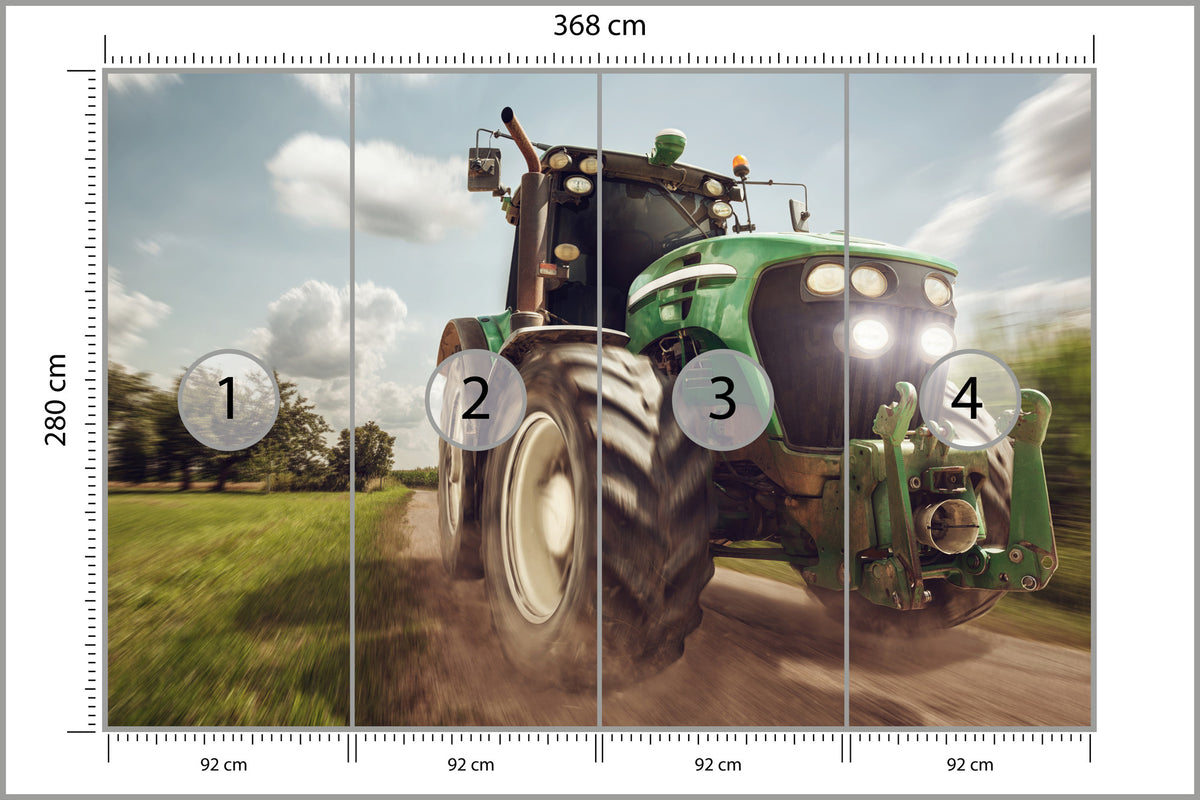 Fototapeta Pędzący Traktor 368 × 280 cm – podgląd kadru