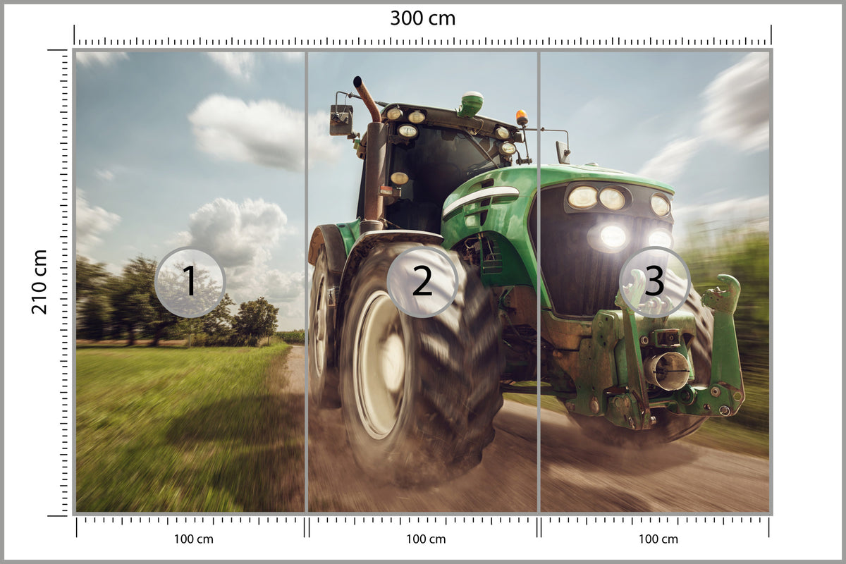 Fototapeta Pędzący Traktor 300 × 210 cm – podgląd kadru