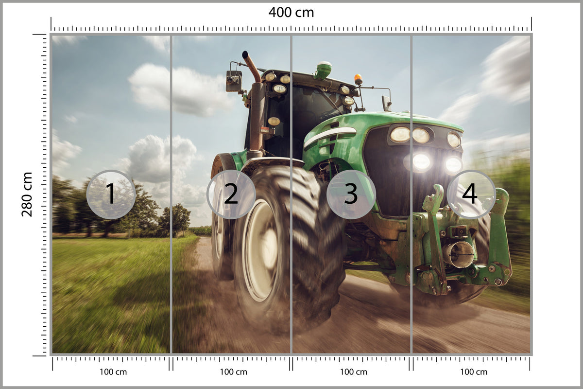 Fototapeta Pędzący Traktor 400 × 280 cm – podgląd kadru