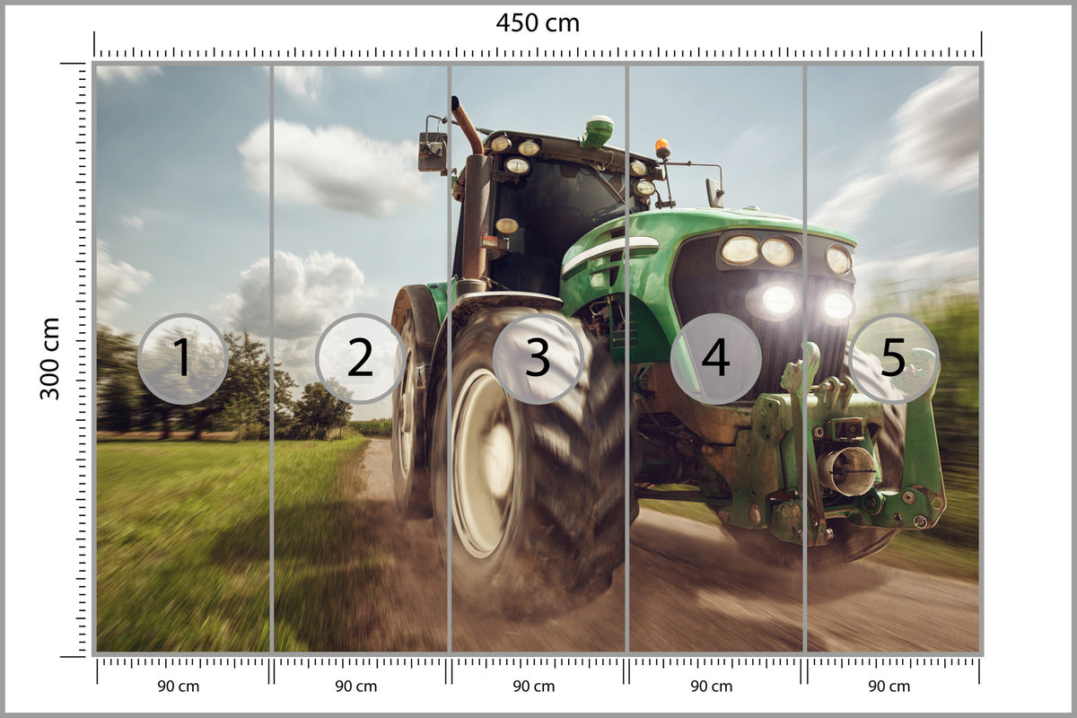 Fototapeta Pędzący Traktor 450 × 300 cm – podgląd kadru