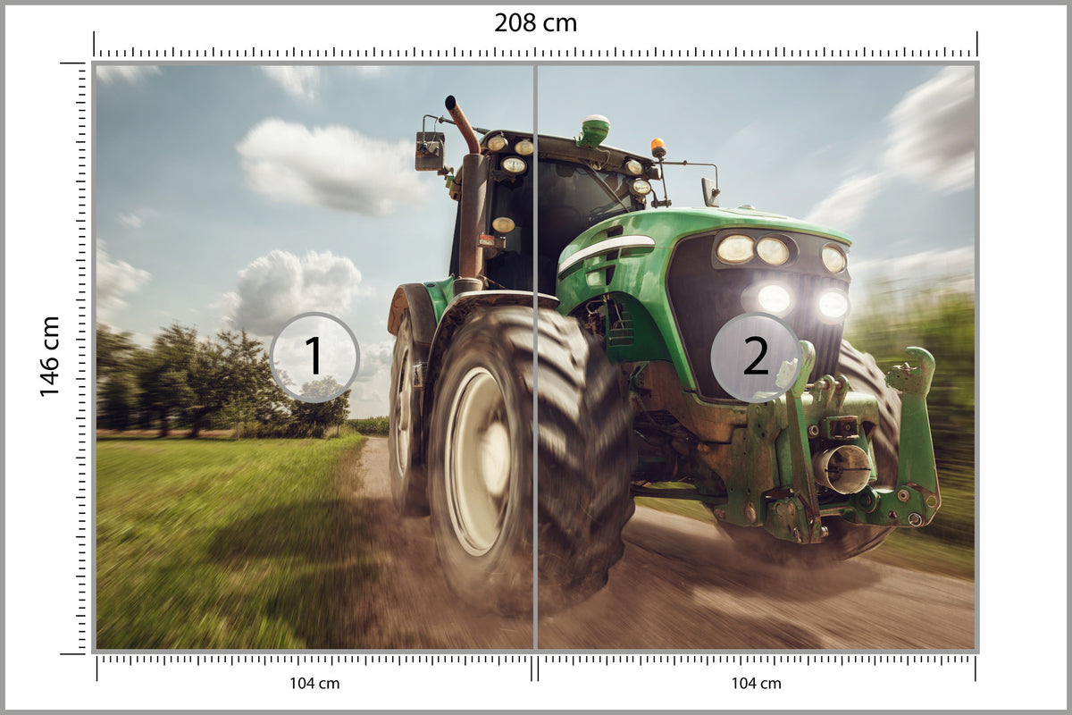 Fototapeta Pędzący Traktor 208 × 146 cm – podgląd kadru