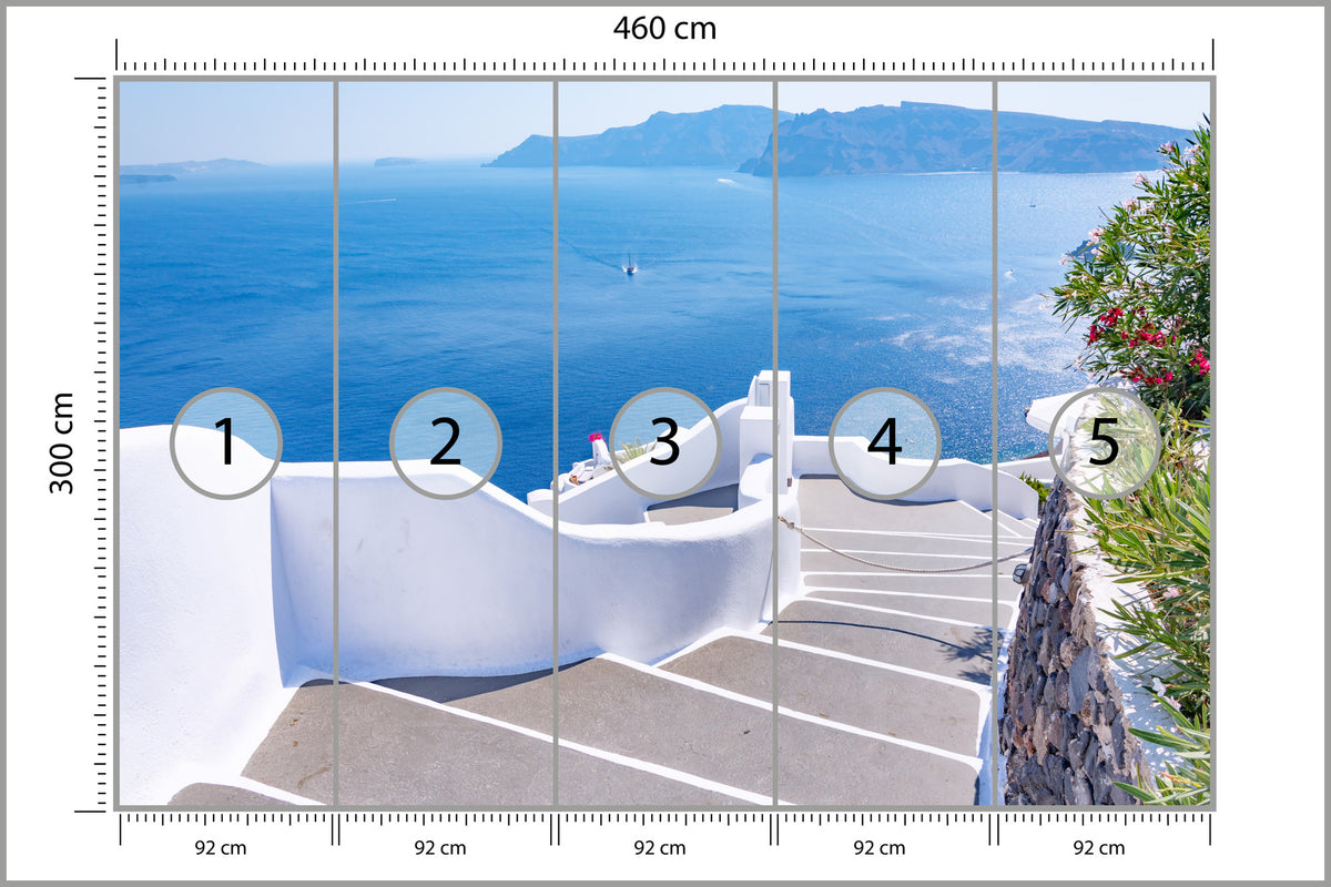 Fototapeta Greckie Schody Na Plażę 460 × 300 cm – podgląd kadru