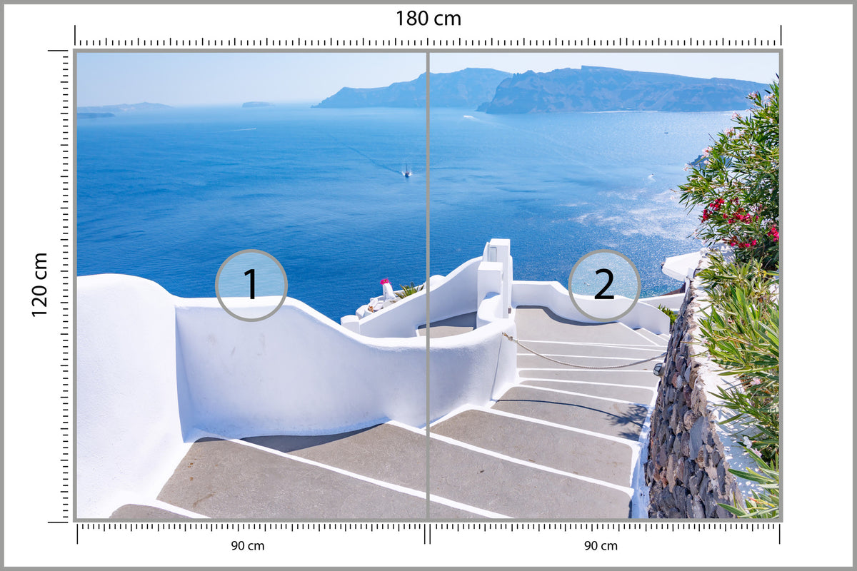 Fototapeta Greckie Schody Na Plażę 180 × 120 cm – podgląd kadru