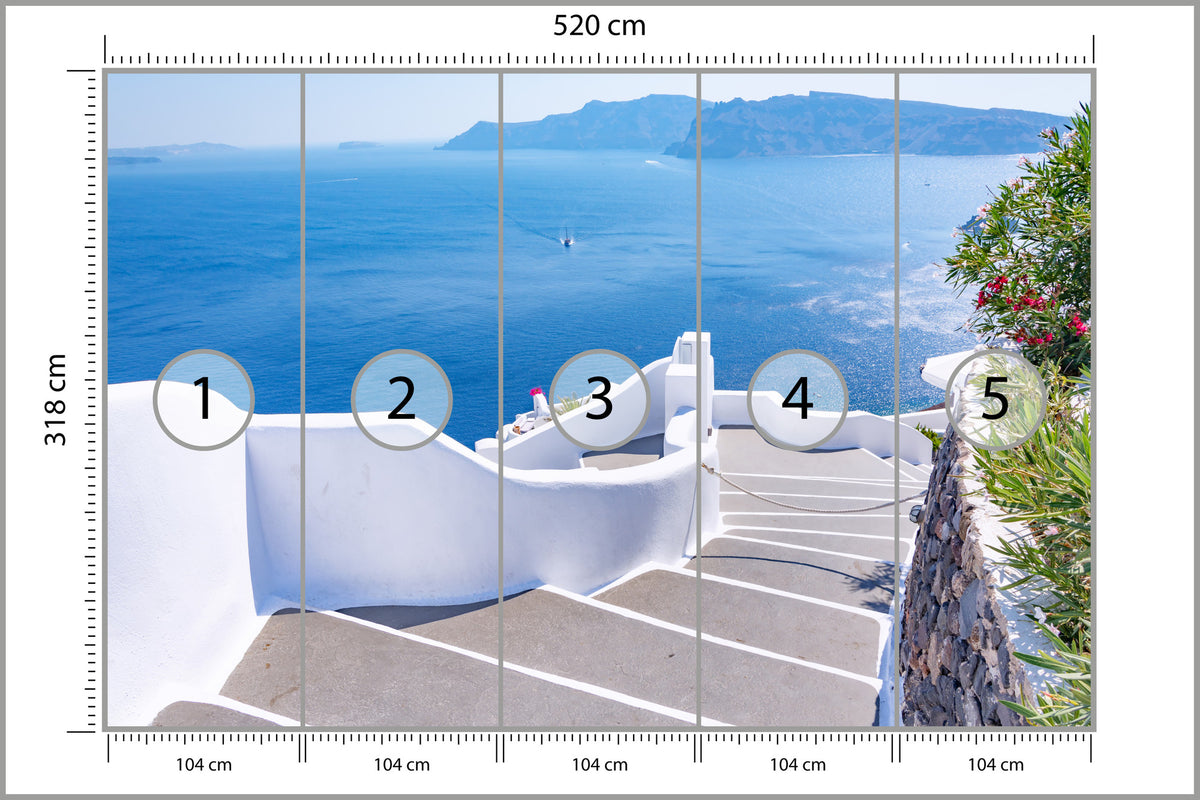 Fototapeta Greckie Schody Na Plażę 520 × 318 cm – podgląd kadru