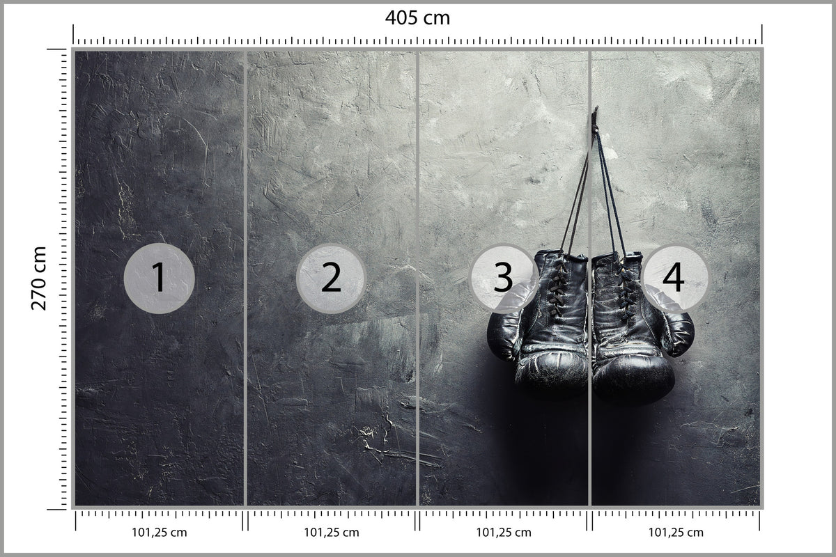 Fototapeta Stare Rękawice Bokserskie 405 × 270 cm – podgląd kadru