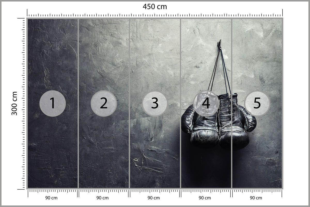 Fototapeta Stare Rękawice Bokserskie 450 × 300 cm – podgląd kadru