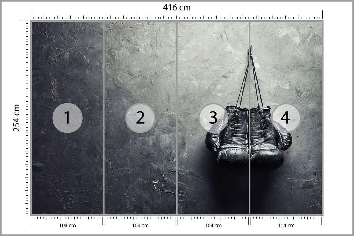 Fototapeta Stare Rękawice Bokserskie 416 × 254 cm – podgląd kadru