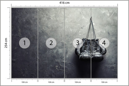 Fototapeta Stare Rękawice Bokserskie 416 × 254 cm – podgląd kadru
