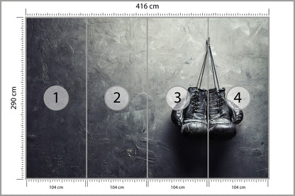 Fototapeta Stare Rękawice Bokserskie 416 × 290 cm – podgląd kadru