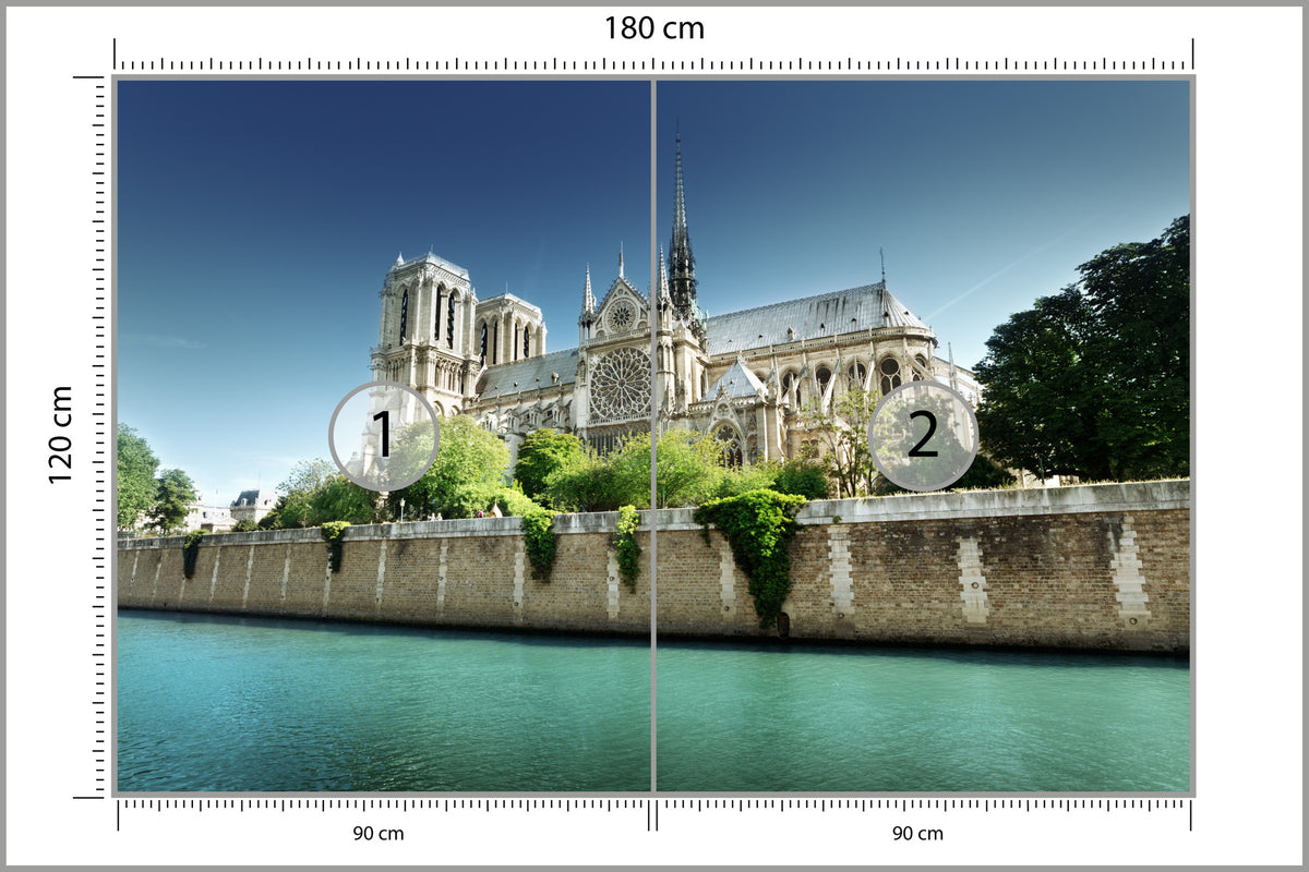 Fototapeta Paryż Notre Dame Nad Sekwaną 180 × 120 cm – podgląd kadru