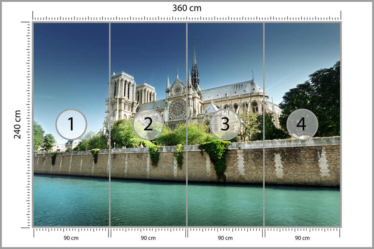 Fototapeta Paryż Notre Dame Nad Sekwaną 360 × 240 cm – podgląd kadru