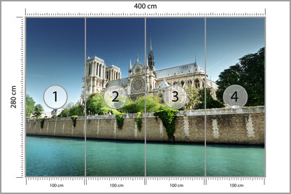 Fototapeta Paryż Notre Dame Nad Sekwaną 400 × 280 cm – podgląd kadru