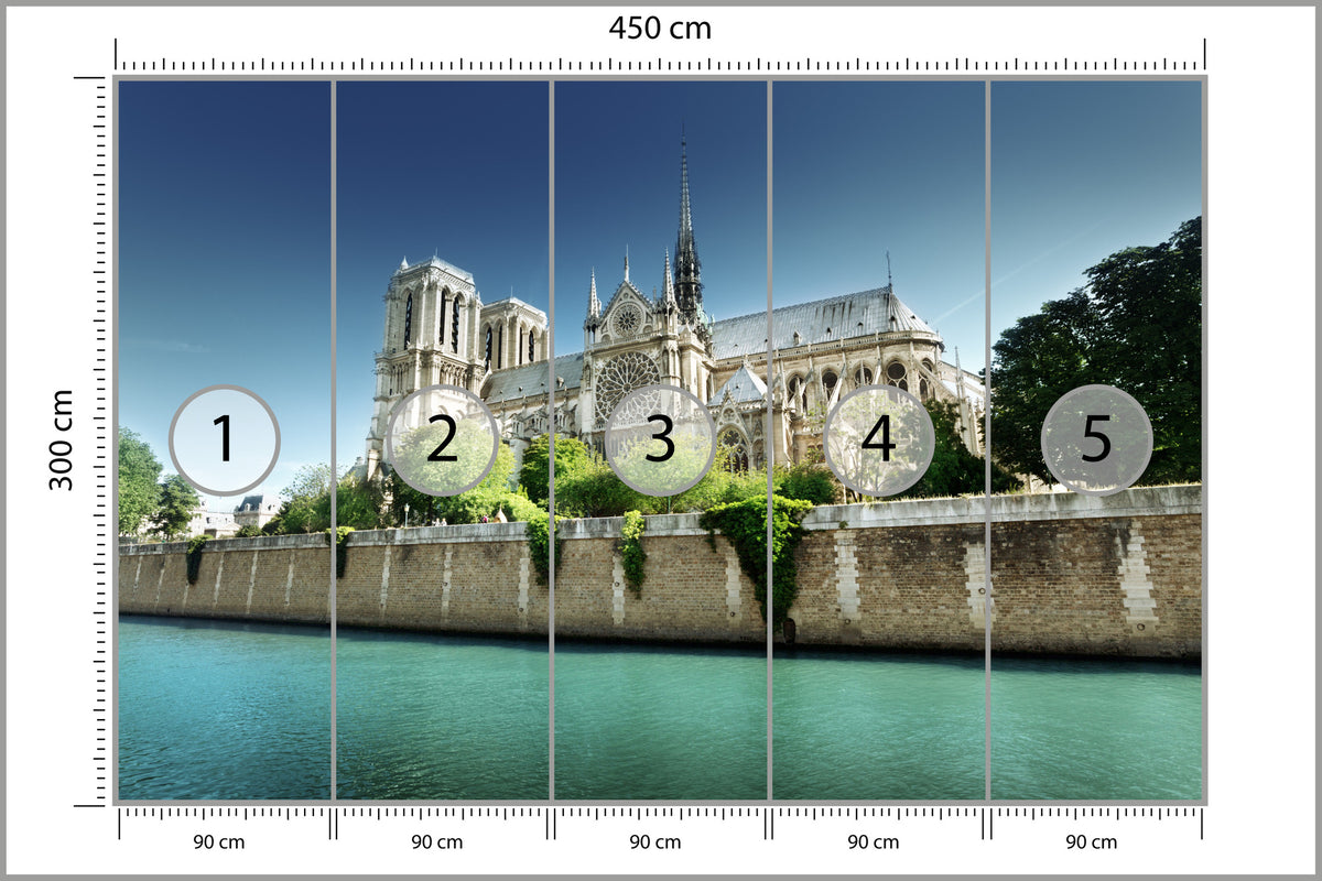 Fototapeta Paryż Notre Dame Nad Sekwaną 450 × 300 cm – podgląd kadru