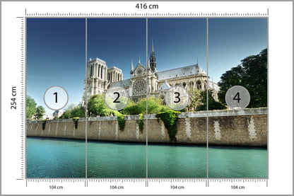 Fototapeta Paryż Notre Dame Nad Sekwaną 416 × 254 cm – podgląd kadru