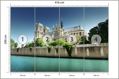 Fototapeta Paryż Notre Dame Nad Sekwaną 416 × 290 cm – podgląd kadru