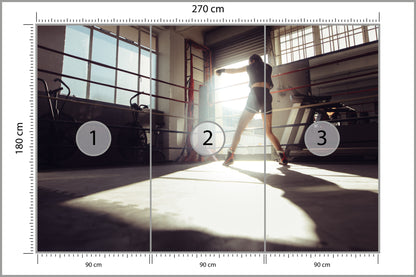 Fototapeta Trenująca Bokserka 270 × 180 cm – podgląd kadru
