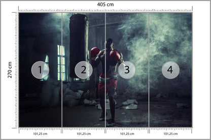 Fototapeta Bokser W Zadymionym Pomieszczeniu 405 × 270 cm – podgląd kadru