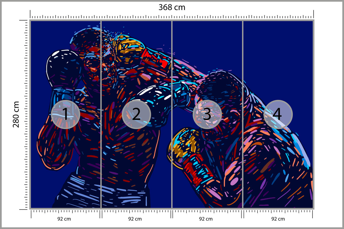 Fototapeta Abstrakcyjna Walka Bokserów 368 × 280 cm – podgląd kadru