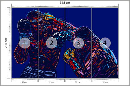 Fototapeta Abstrakcyjna Walka Bokserów 368 × 280 cm – podgląd kadru
