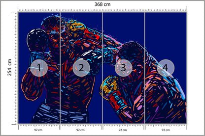 Fototapeta Abstrakcyjna Walka Bokserów 368 × 254 cm – podgląd kadru