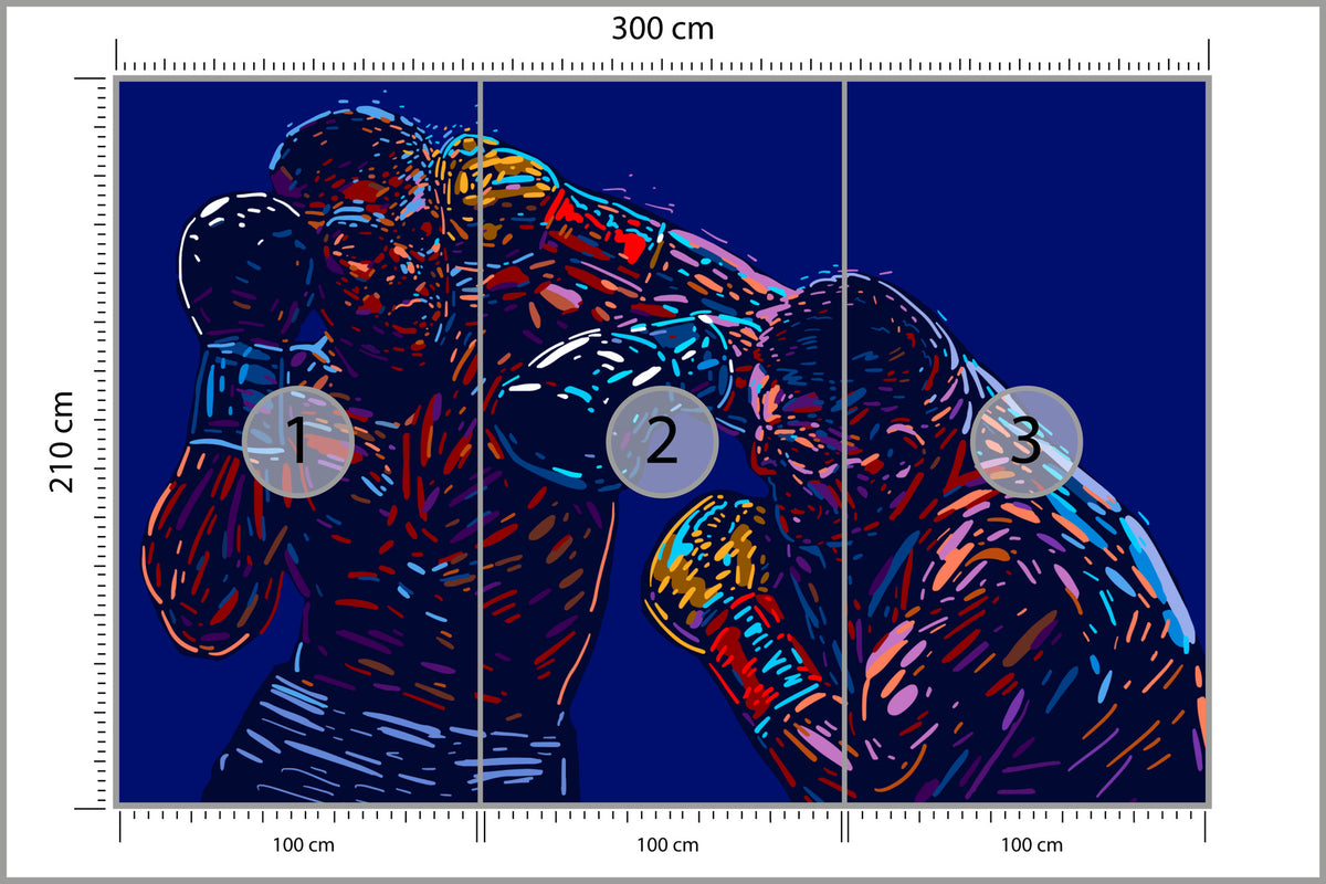 Fototapeta Abstrakcyjna Walka Bokserów 300 × 210 cm – podgląd kadru