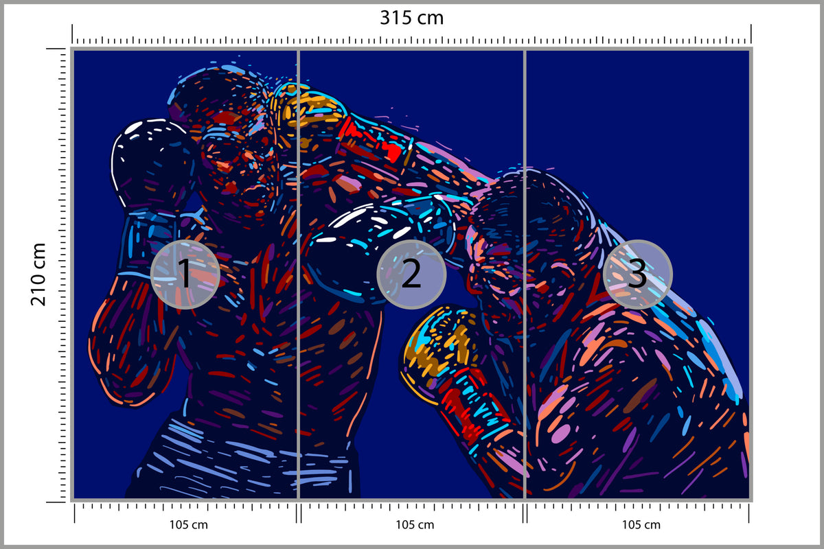 Fototapeta Abstrakcyjna Walka Bokserów 315 × 210 cm – podgląd kadru