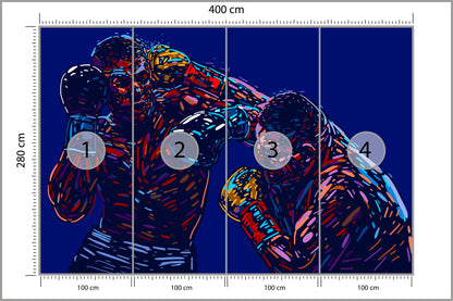 Fototapeta Abstrakcyjna Walka Bokserów 400 × 280 cm – podgląd kadru