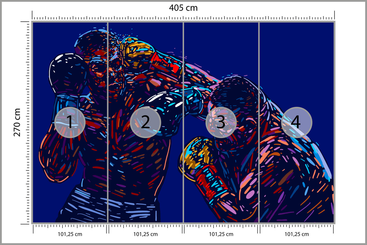 Fototapeta Abstrakcyjna Walka Bokserów 405 × 270 cm – podgląd kadru