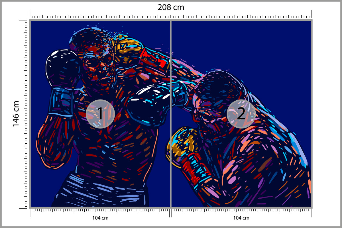 Fototapeta Abstrakcyjna Walka Bokserów 208 × 146 cm – podgląd kadru