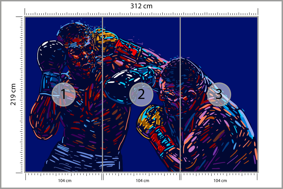 Fototapeta Abstrakcyjna Walka Bokserów 312 × 219 cm – podgląd kadru