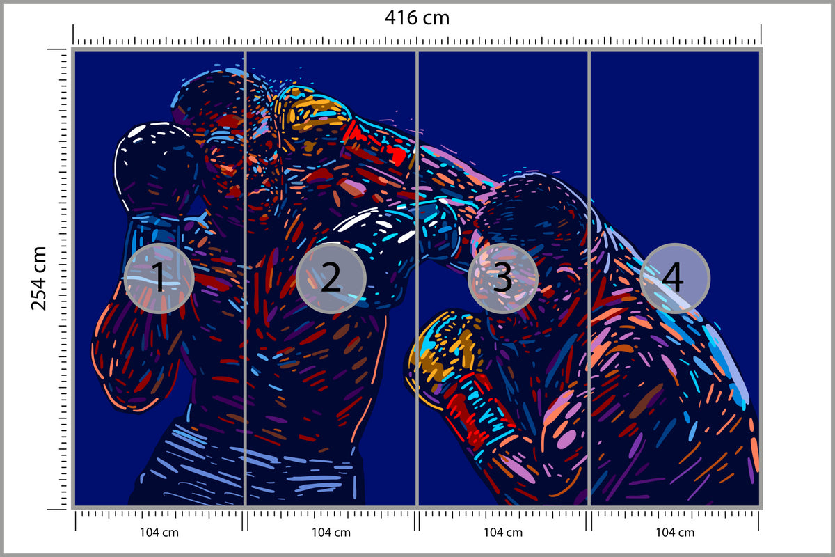 Fototapeta Abstrakcyjna Walka Bokserów 416 × 254 cm – podgląd kadru