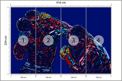 Fototapeta Abstrakcyjna Walka Bokserów 416 × 254 cm – podgląd kadru