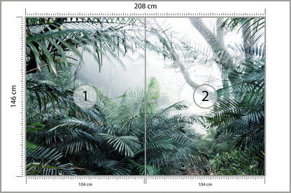 Fototapeta Las We Mgle Tropikalna Dżungla 208 × 146 cm – podgląd kadru