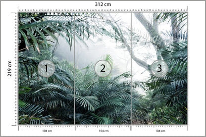 Fototapeta Las We Mgle Tropikalna Dżungla 312 × 219 cm – podgląd kadru