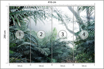 Fototapeta Las We Mgle Tropikalna Dżungla 416 × 290 cm – podgląd kadru