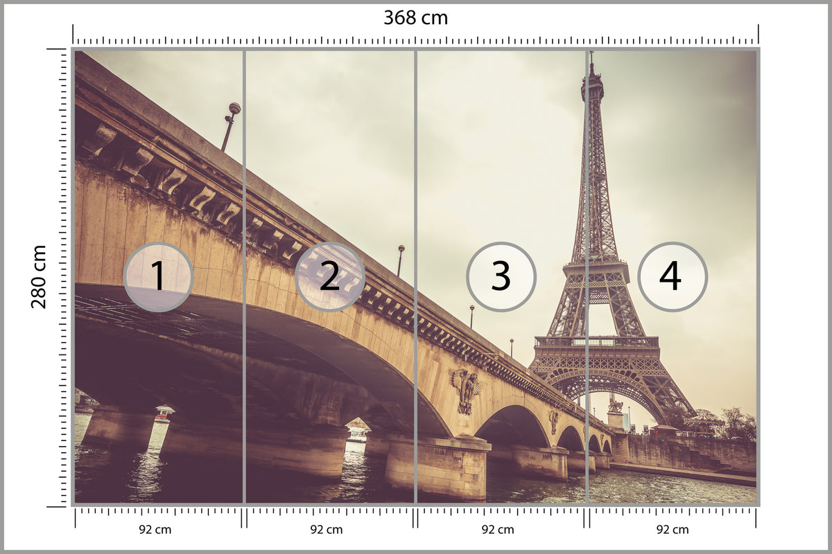 Fototapeta Paryż Wieża Eiffla Spod Mostu 368 × 280 cm – podgląd kadru