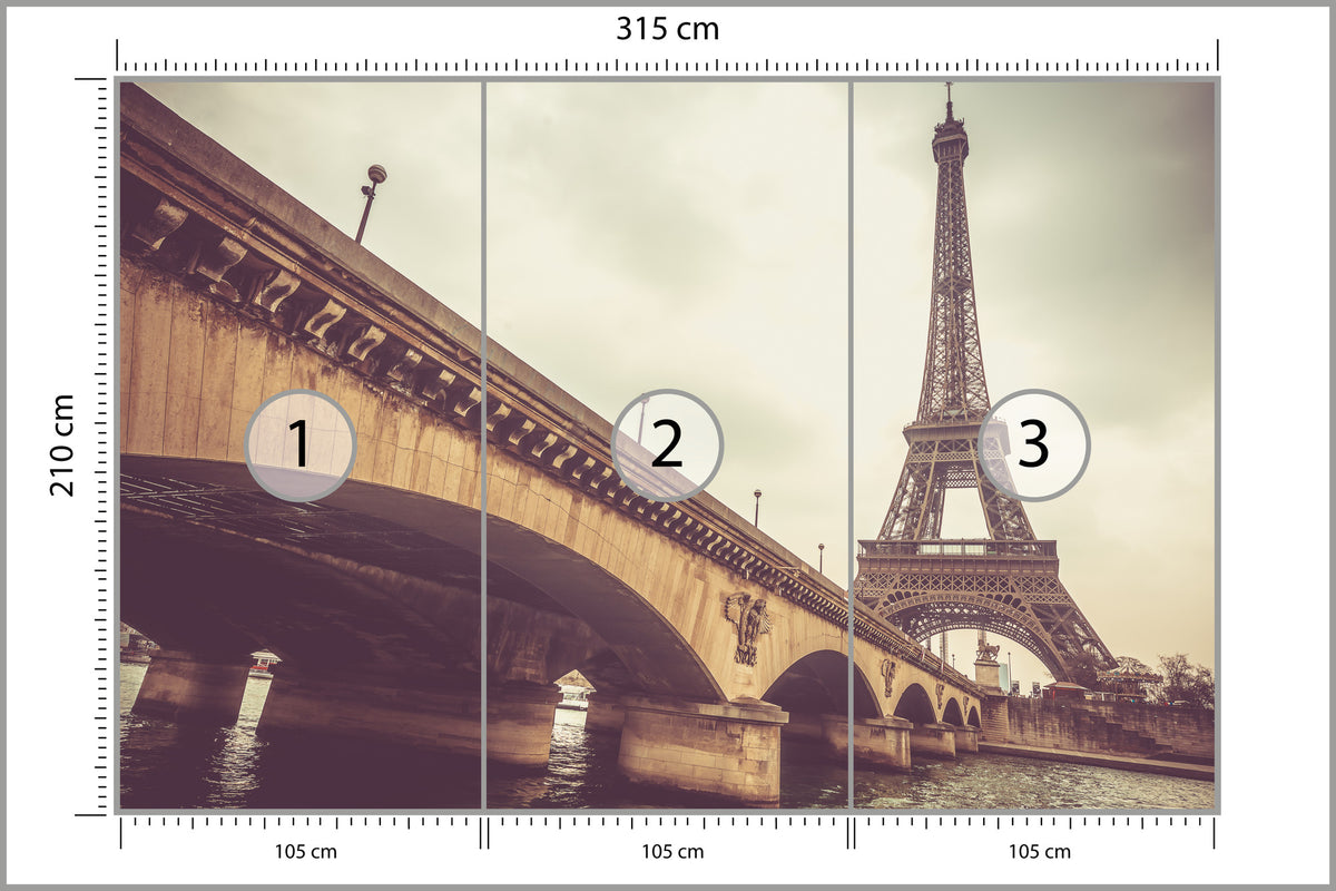 Fototapeta Paryż Wieża Eiffla Spod Mostu 315 × 210 cm – podgląd kadru