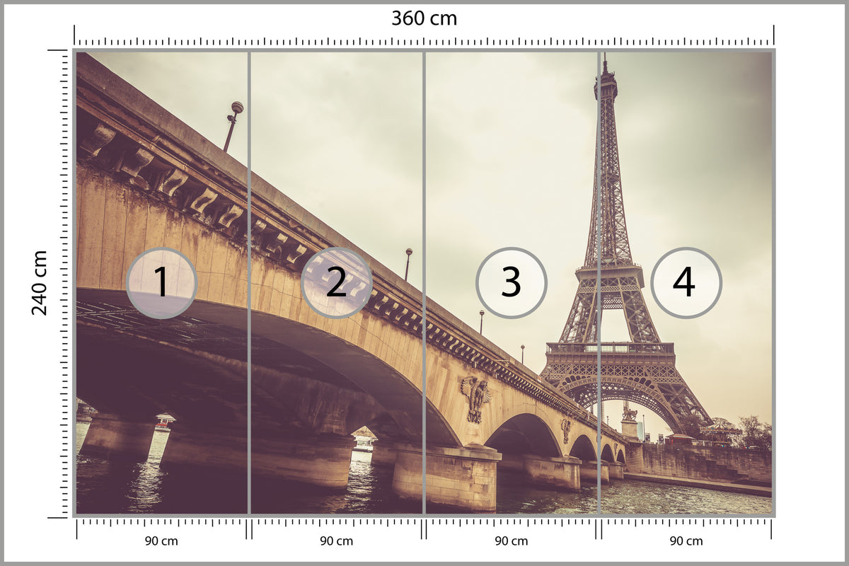 Fototapeta Paryż Wieża Eiffla Spod Mostu 360 × 240 cm – podgląd kadru