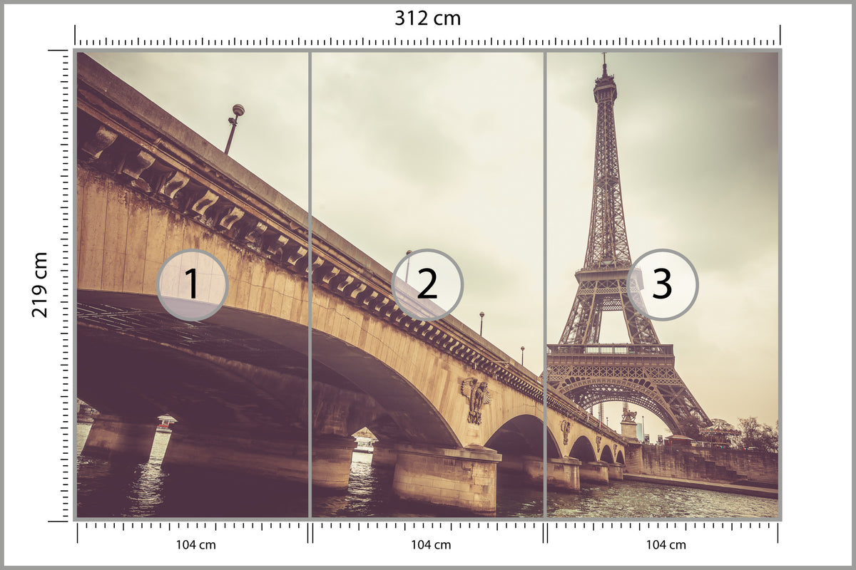 Fototapeta Paryż Wieża Eiffla Spod Mostu 312 × 219 cm – podgląd kadru