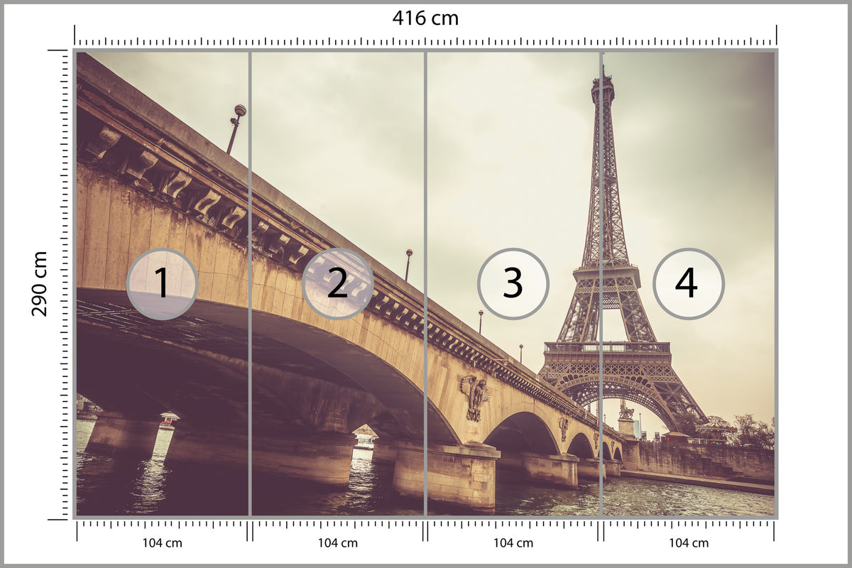 Fototapeta Paryż Wieża Eiffla Spod Mostu 416 × 290 cm – podgląd kadru