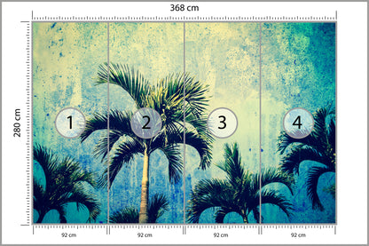 Fototapeta Palmy W Stylu Grunge 368 × 280 cm – podgląd kadru