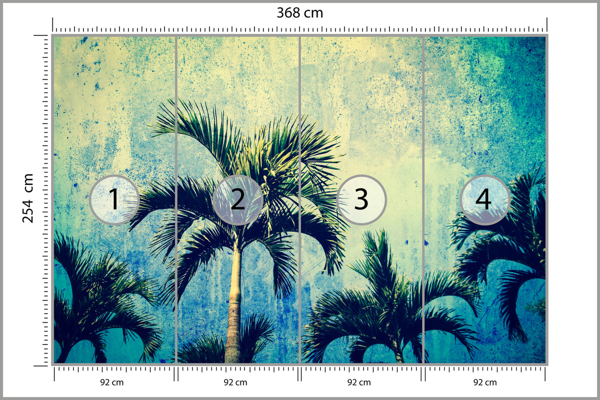 Fototapeta Palmy W Stylu Grunge 368 × 254 cm – podgląd kadru