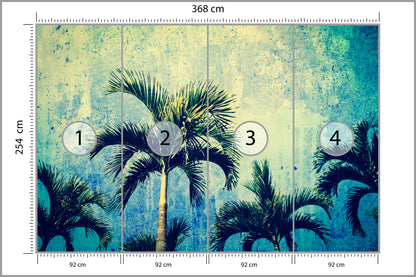 Fototapeta Palmy W Stylu Grunge 368 × 254 cm – podgląd kadru