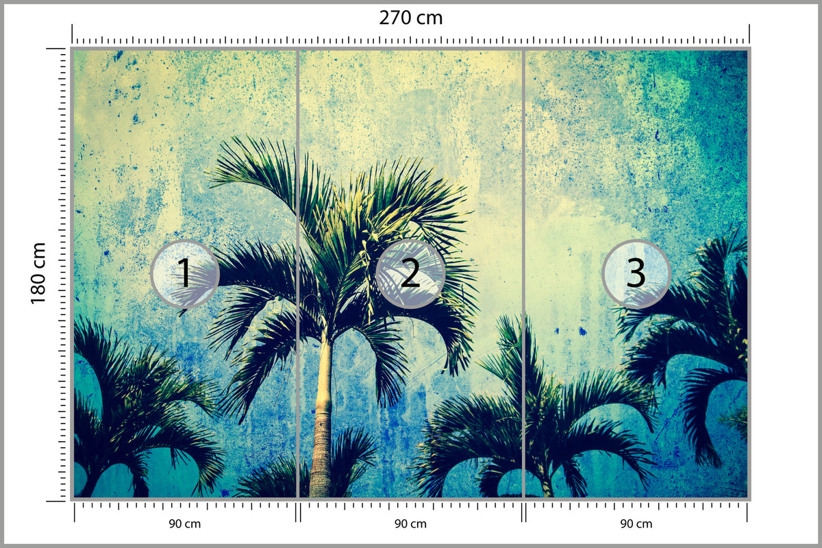 Fototapeta Palmy W Stylu Grunge 270 × 180 cm – podgląd kadru