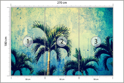 Fototapeta Palmy W Stylu Grunge 270 × 180 cm – podgląd kadru