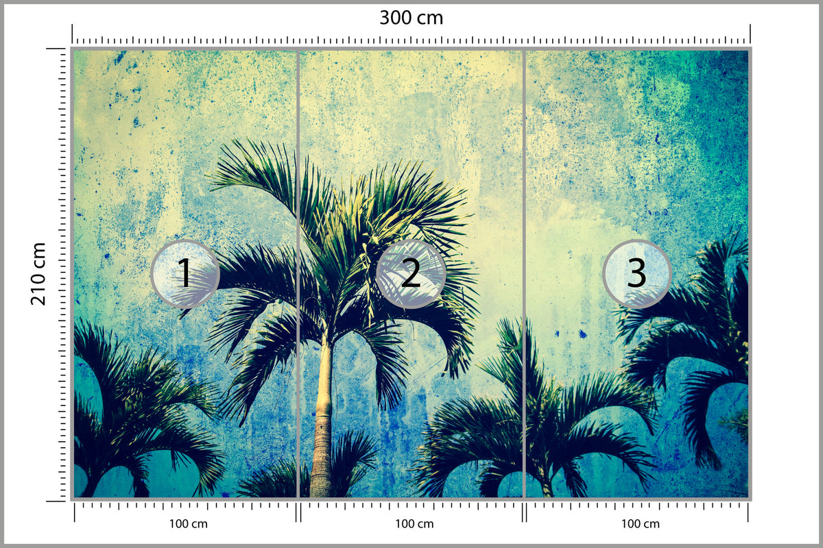 Fototapeta Palmy W Stylu Grunge 300 × 210 cm – podgląd kadru