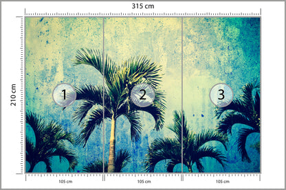 Fototapeta Palmy W Stylu Grunge 315 × 210 cm – podgląd kadru