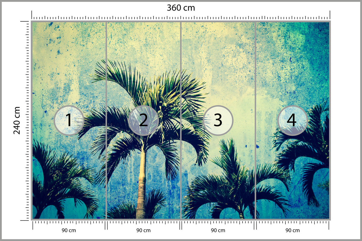 Fototapeta Palmy W Stylu Grunge 360 × 240 cm – podgląd kadru