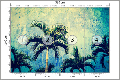Fototapeta Palmy W Stylu Grunge 360 × 240 cm – podgląd kadru