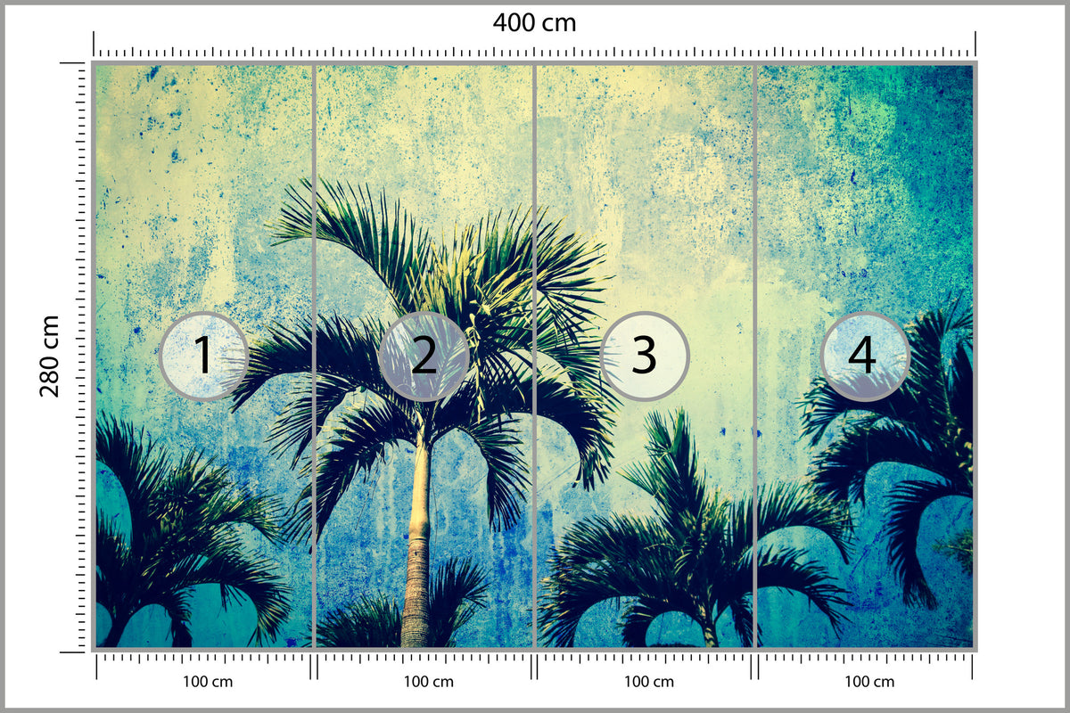 Fototapeta Palmy W Stylu Grunge 400 × 280 cm – podgląd kadru